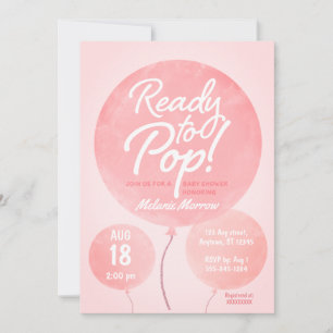 Ready to Pop Balloons Pink Baby Shower Invitation