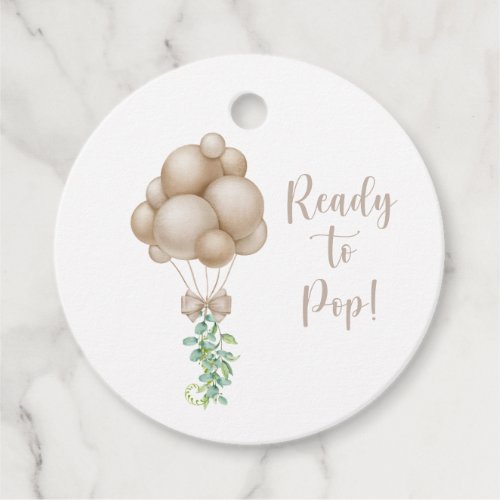 Ready to Pop Beige Balloons Boho Baby Shower Favor Tags