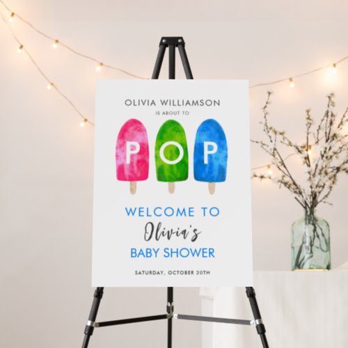 Ready to Pop Blue Baby Shower Welcome Foam Board