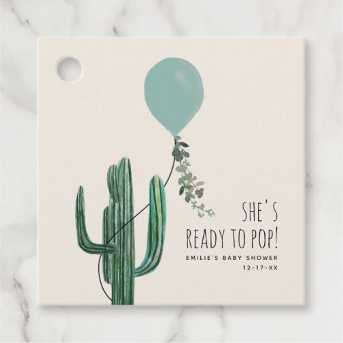 Ready To Pop Blue Balloon Boy Baby Shower Favor Tags