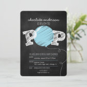 Ready to Pop Blue Balloon Boy Baby Shower Invite (Standing Front)