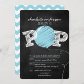 Ready to Pop Blue Balloon Boy Baby Shower Invite (Front/Back)