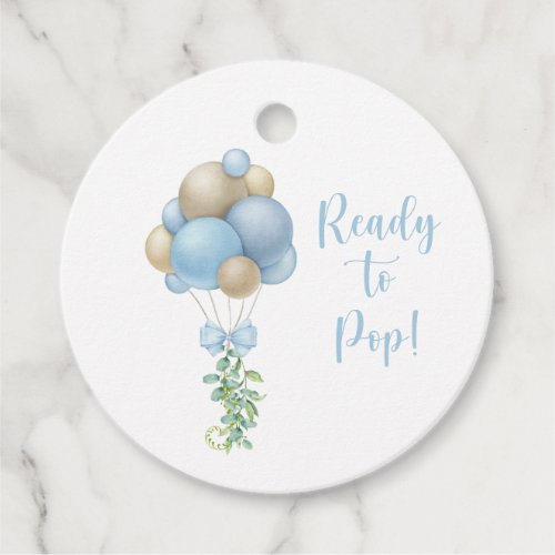 Ready to Pop Blue Balloons Boy Baby Shower Favor Tags
