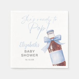 Ready To Pop Blue Bow Soda Bottle Baby Shower Napkins