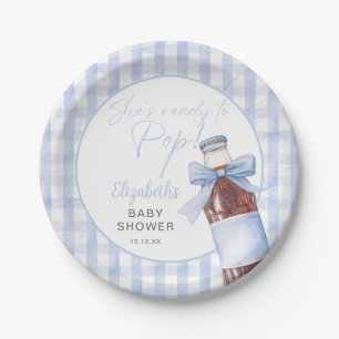 Ready To Pop Blue Bow Soda Bottle Baby Shower Paper Plates