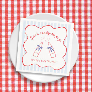 Ready To Pop Blue & Red Soda Bottle Baby Shower Napkins