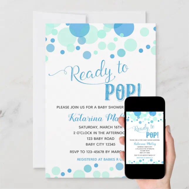 Ready to Pop! Boy Baby Shower Invitation | Zazzle