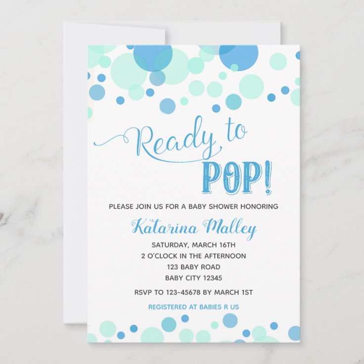 Ready to Pop! Boy Baby Shower Invitation | Zazzle
