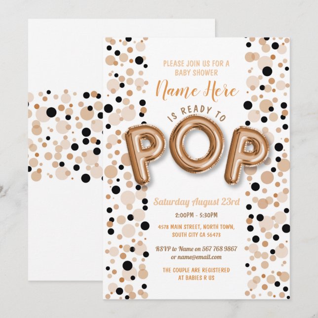 Ready to POP Boy Baby Shower Rose Gold Elegant Invitation (Front/Back)