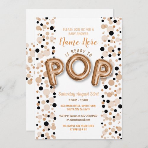 Ready to POP Boy Baby Shower Rose Gold Elegant Invitation