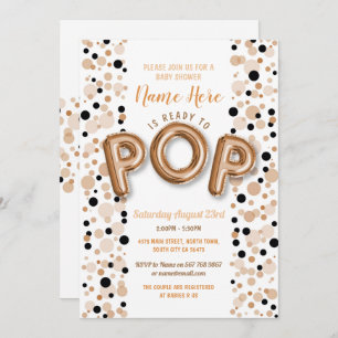 Ready to POP Boy Baby Shower Rose Gold Elegant Invitation