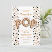 Ready to POP Boy Baby Shower Rose Gold Elegant Invitation (Standing Front)