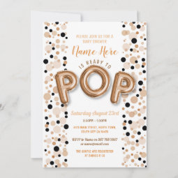 Ready to POP Boy Baby Shower Rose Gold Elegant Invitation | Zazzle