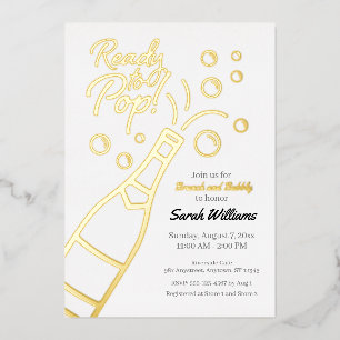 Ready to Pop Brunch and Bubbly Rosé Baby Shower In Foil Invitation
