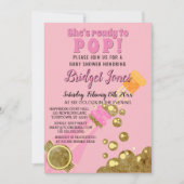 Ready to Pop Champagne Pink Baby Girl Shower Invitation (Front)