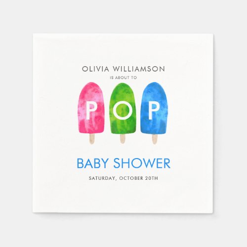 Ready to Pop colorful Blue Baby Shower Napkins