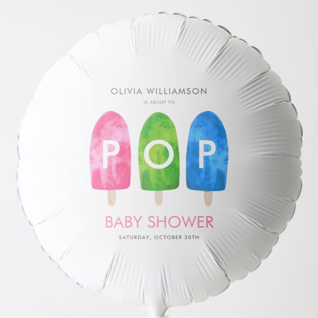 Ready to Pop colorful Popsicle Baby Shower Balloon (Front)