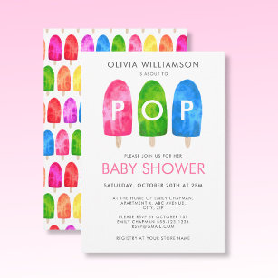 Ready to Pop colorful Popsicle Baby Shower Invitation