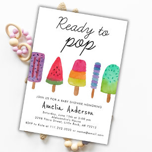 Ready To Pop Colorful Popsicle Baby Shower Invitation