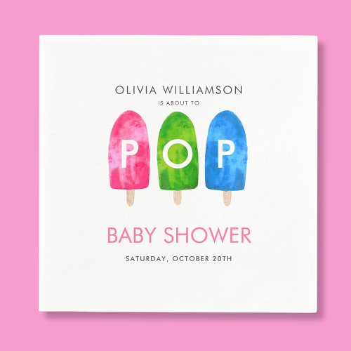 Ready to Pop colorful Popsicle Baby Shower Napkins