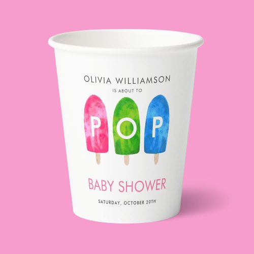 Ready to Pop colorful Popsicle Baby Shower Paper Cups