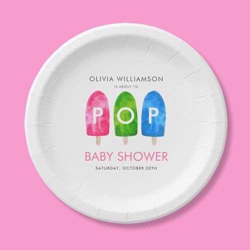 Ready to Pop colorful Popsicle Baby Shower Paper Plates