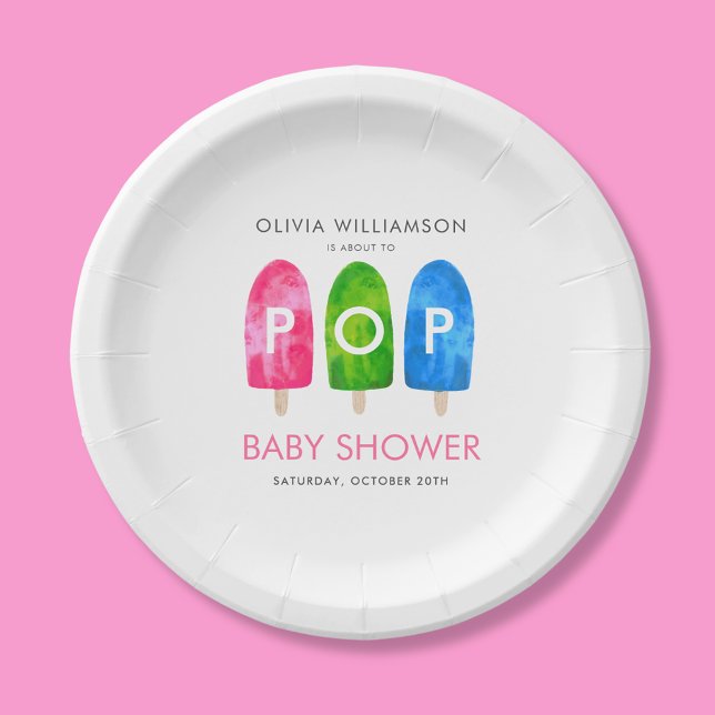 Ready to Pop colorful Popsicle Baby Shower Paper Plates (Creator Uploaded)