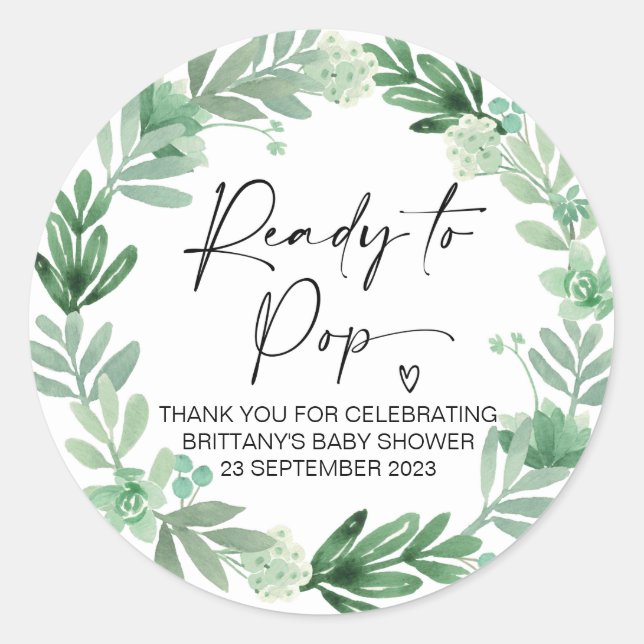 Ready To Pop Cute Baby Shower Favor Classic Round Sticker (Front)