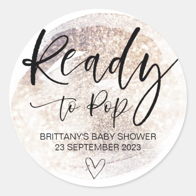 Ready To Pop Cute Baby Shower Favor Cute Classic R Classic Round Sticker (Front)