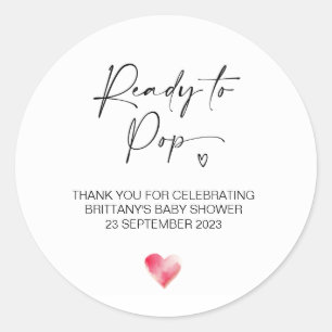 Ready To Pop Cute Baby Shower Favor Elegant Classic Round Sticker