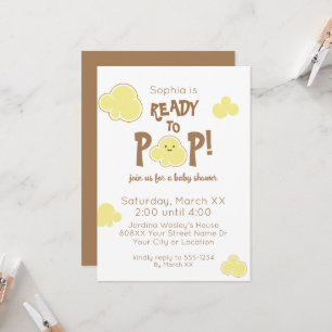 Ready to Pop Cute Popcorn Baby Shower Invitation