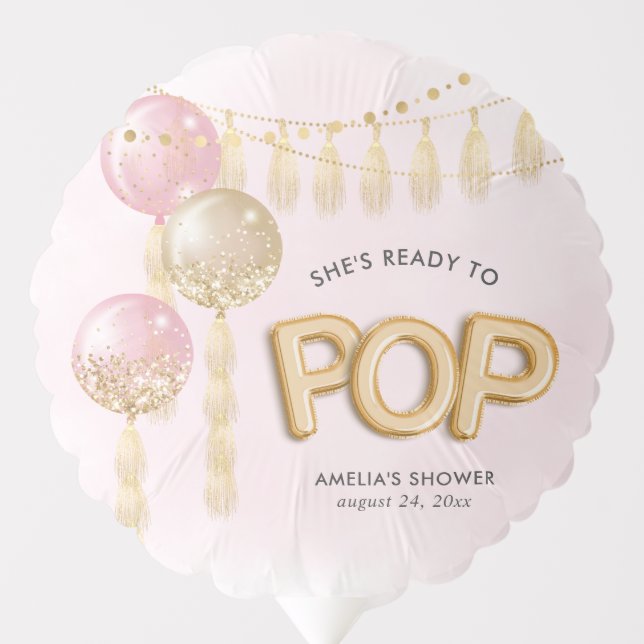 "Ready to Pop" Floral Baby Shower Balloons (Front)