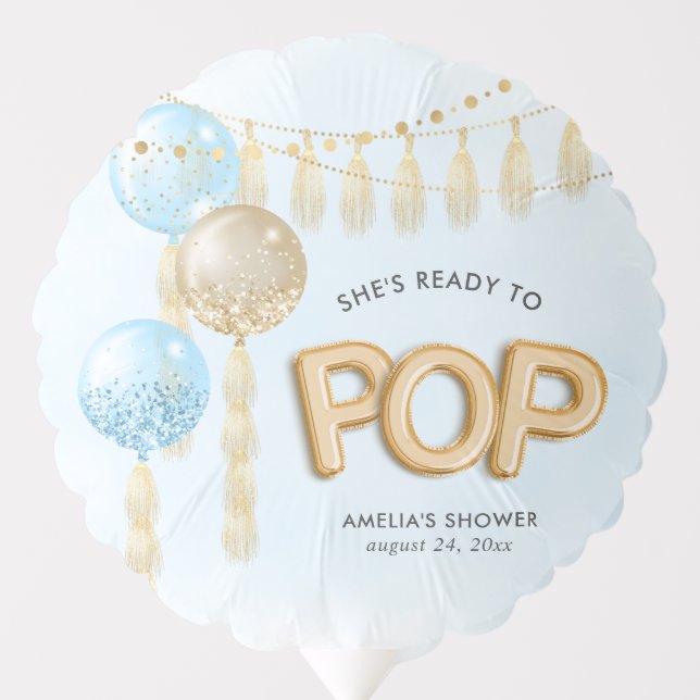 "Ready to Pop" Floral Baby Shower Balloons (Front)