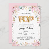 "Ready to Pop" Floral Baby Shower Balloons Invitation (Front/Back)