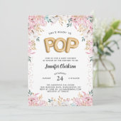 "Ready to Pop" Floral Baby Shower Balloons Invitation (Standing Front)