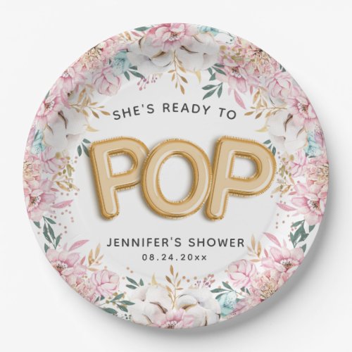 Ready to Pop Floral Baby Shower Balloons Paper Plates