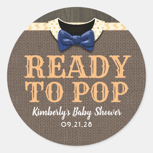 Ready To Pop Fun Fall Baby Shower Favors Classic Round Sticker (Front)