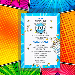 Ready to Pop Fun & Modern Boy Baby Shower Invitation