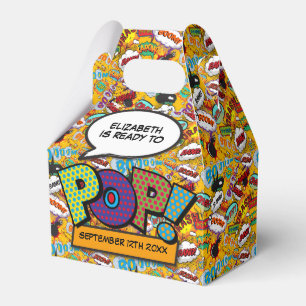 Ready To Pop Fun Modern Comic Book Baby Shower Favor Boxes