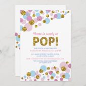 Ready to Pop Gender Reveal Baby Shower Gold Invite (Front/Back)