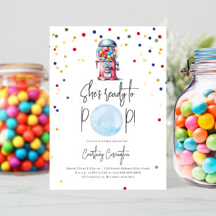 Ready to Pop Gumball Machine Boy Baby Shower Invitation