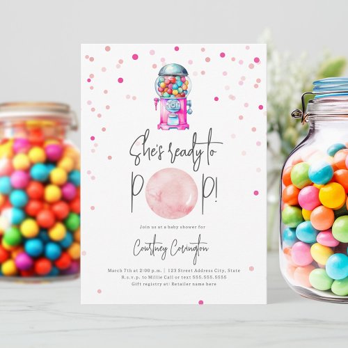 Ready to Pop Gumball Machine Bubblegum Baby Shower Invitation