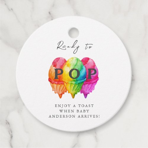 Ready to Pop Ice Cream Gradient Pink Baby Shower Favor Tags