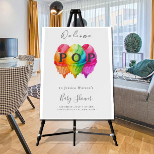 Ready to Pop Ice Cream Gradient Pink Baby Shower Foam Board