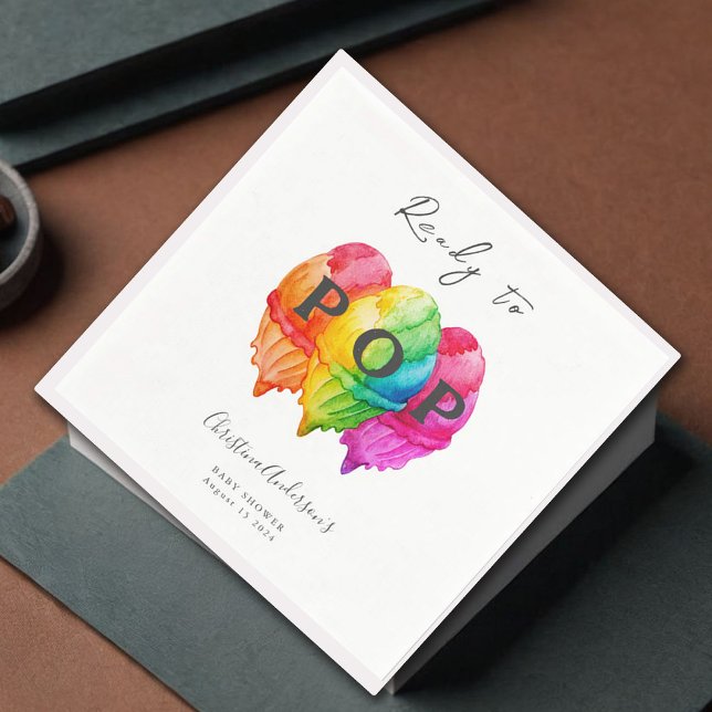 Ready to Pop Ice Cream Gradient Pink Baby Shower Napkins (Creator Uploaded)