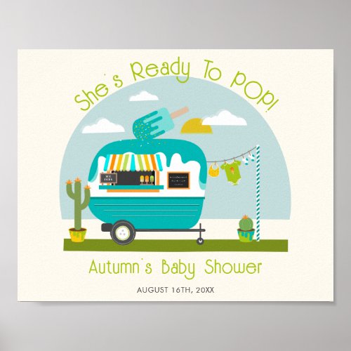 Ready To Pop Ice Pop Truck Boy Baby Shower Poster