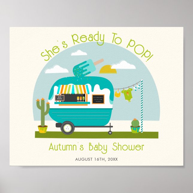 Ready To Pop Ice Pop Truck Boy Baby Shower Poster (Front)