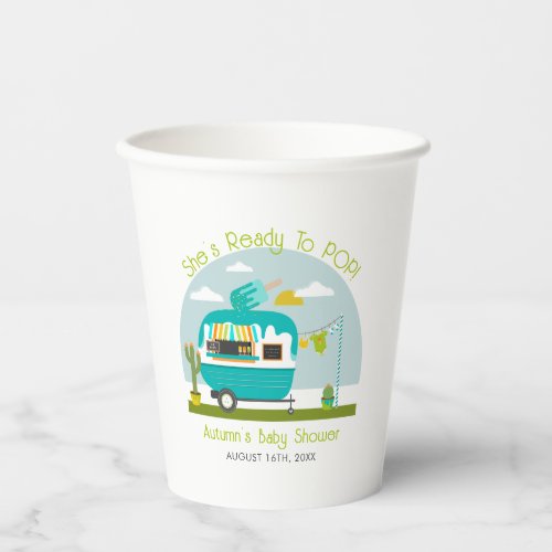 Ready To Pop Ice Pop Truck Camper Blue Baby Shower Paper Cups