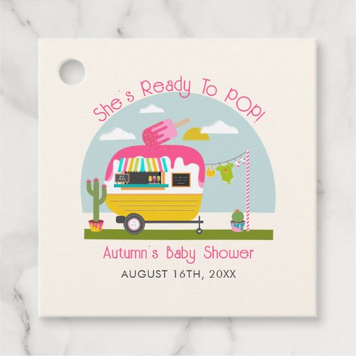 Ready To Pop Ice Pop Truck Camper Pink Baby Shower Favor Tags