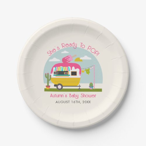 Ready To Pop Ice Pop Truck Camper Pink Baby Shower Paper Plates